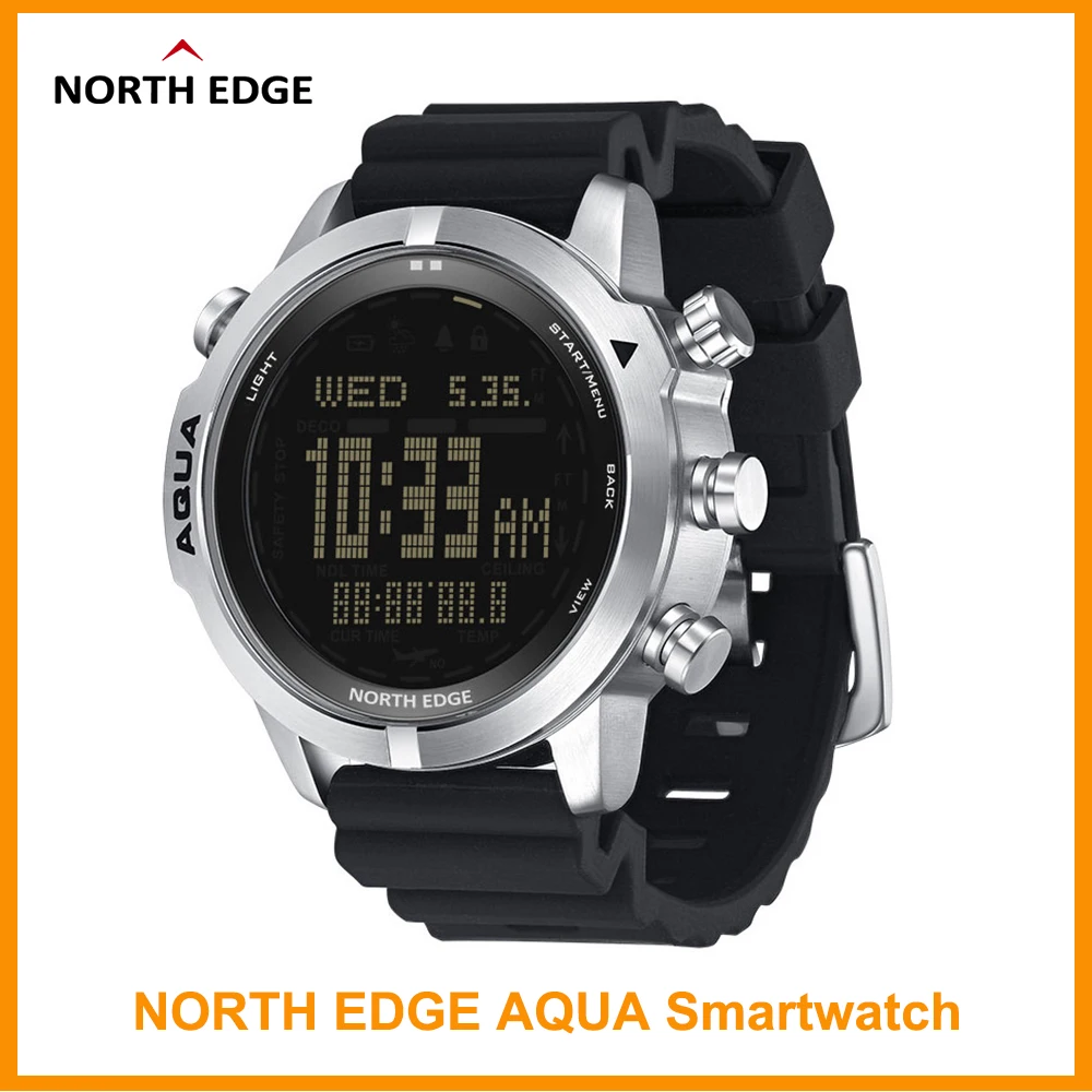 NORTH EDGE Men's Diving Digital Watch Scuba Diving NDL (No Deco Time) 50M Dive Watches Altimeter Compass For Huawei Android IOS