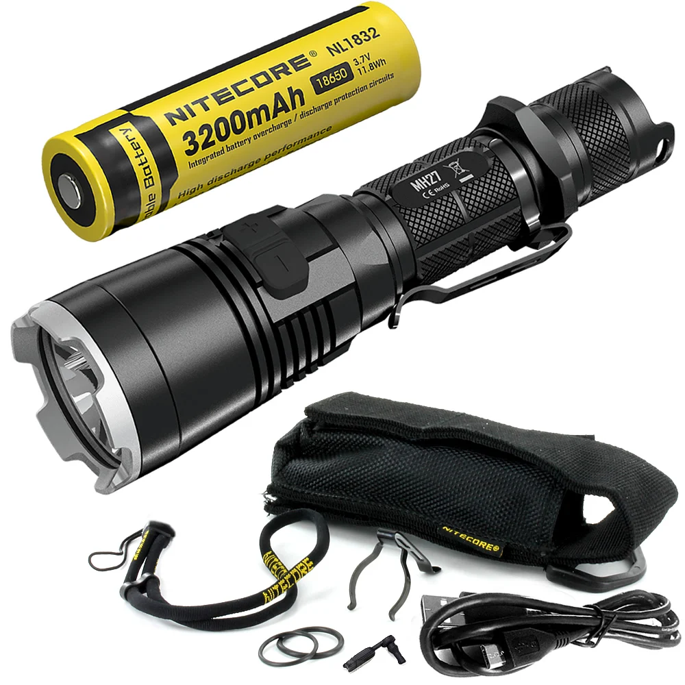 NITECORE MH27+ 18650 Батарея USB Перезаряжаемые фонарик CREE XP-L HI V3 1000LM RGB светодиодный высокой яркий EDC фонарь - Испускаемый цвет: 3200mAh NL1832