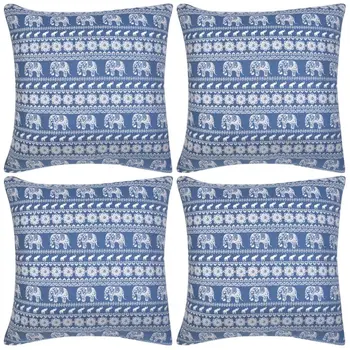 

Vidaxl pillow covers 4 PCs Canvas elephant print blue 50x50 cm