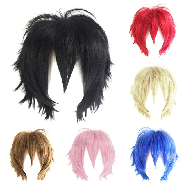 Compra online de Homens curtos e espetados em camadas de cabelo sintético  Halloween Anime Cosplay peruca peruca