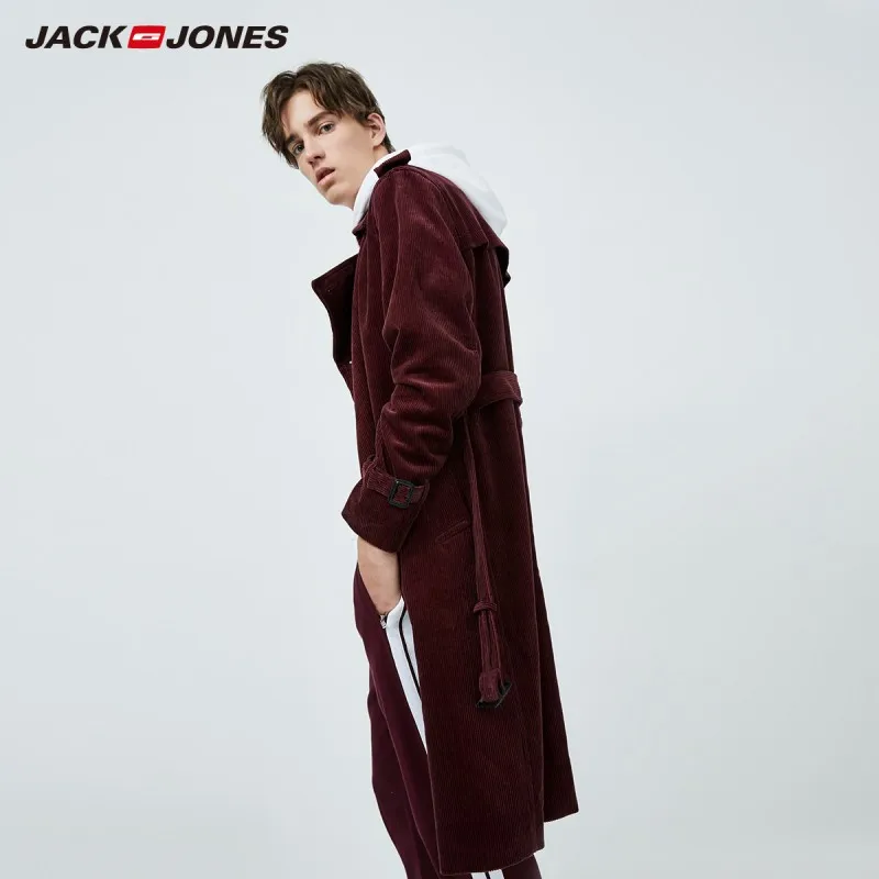 JackJones Men's Cotton Business Casual Double-breasted Mid-length Trench Coat Menswear| 219421511