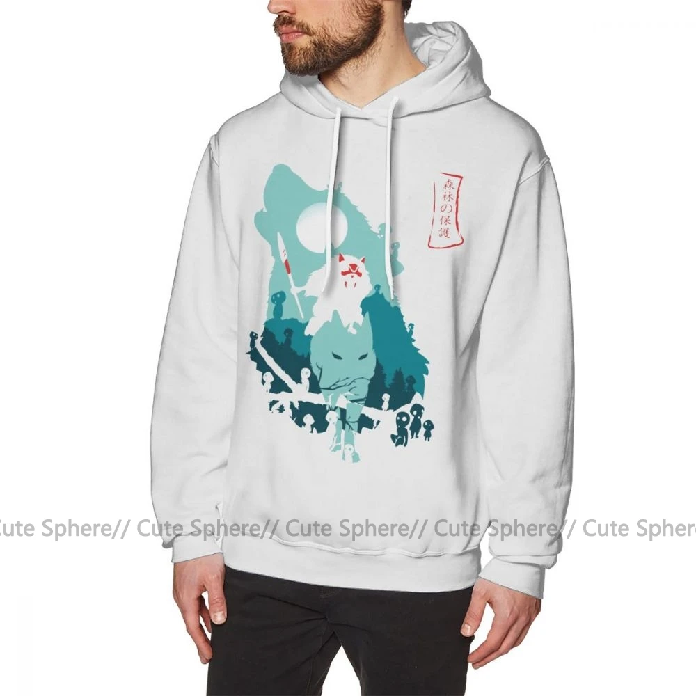 Mononoke/худи принцессы Mononoke; толстовки; Повседневная Уличная одежда; пуловер с капюшоном; Хлопковая мужская синяя теплая толстовка с длинным рукавом больших размеров - Цвет: White