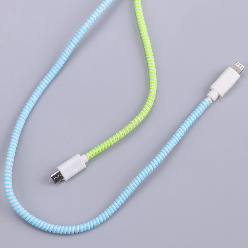 1.4m Color Phone Wire Cord Rope Protector Spring Protection Rope For USB Charging Cable Earphone Data Bobbin Winder