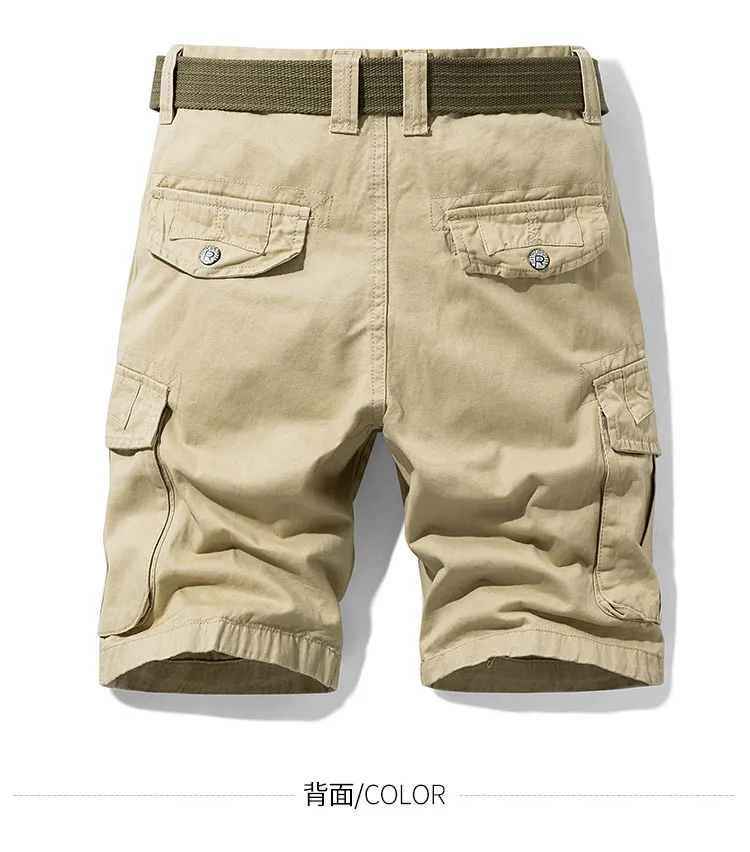 dos homens do verão baggy multi bolso militar carga shorts masculino algodão marinha tático shorts calças curtas sem cinto