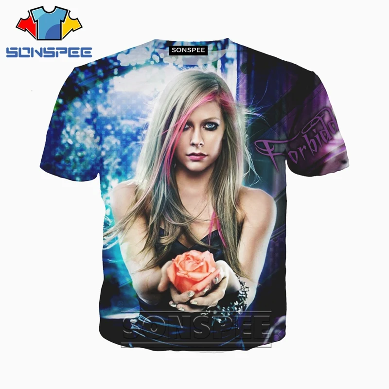 Мужская футболка с 3D-принтом модная в стиле хип-хоп принтом Avril Lavigne Harajuku забавная