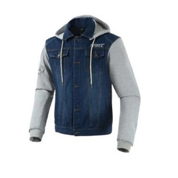 

SSPEC Motorcycle Denim Jacket Men Black Hooded Moto Jacket Motocross Motorbiker Riding Jackets Body Armor Moto Protection