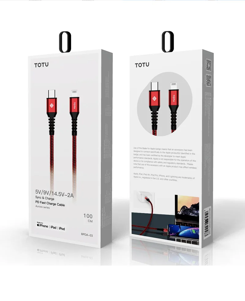 TOTU MFi 18 Вт PD USB C для освещения телефона USB кабель для iPhone 11 Pro Max Pro Кабель для быстрой зарядки usb type C кабель для зарядки данных