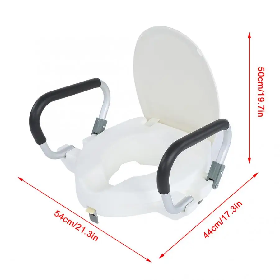 Повышенный поднятый унитаз со съемными мягкими ручками с крышкой для людей