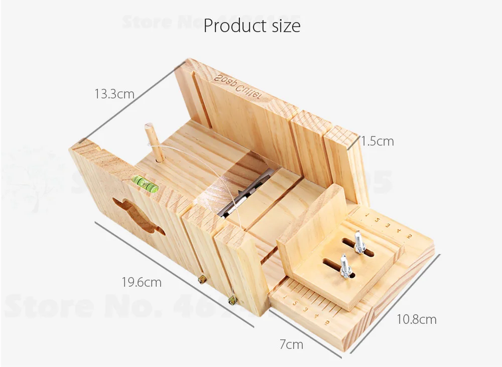 Household Wooden Soap Cutter Box Pine Material Balancing Apparatus Accurate Wire Cutting Adjustable Front Board