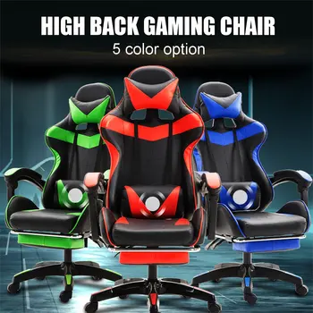 

New PU Leather Racing Gaming Chair Office High Back Ergonomic Recliner With Footrest Professional Computer Chair Furniture 5 Col