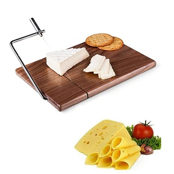 

EAS-Cheese Slicer, Sapele Wood Cheese Cutter with Durable Wire Cutting Board, Cheese Butter Dessert Food Slicer