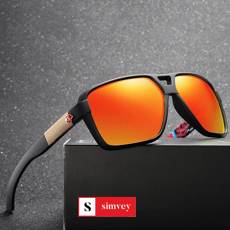 

Simvey Mens Outdoor Sports Mirrored Sunglasses Flat Top Polarized Sunlasses Square Goggles Male Brand Driving UV400