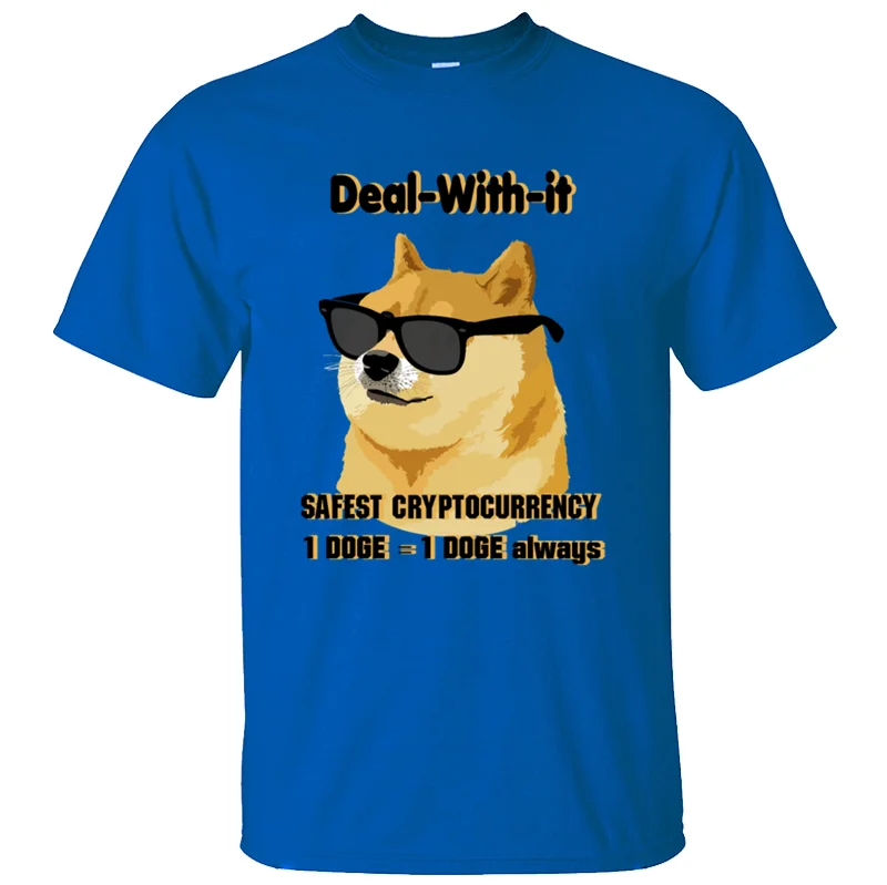 Men-Blue Стиль, комическая футболка с монетами doge,, базовая Однотонная футболка большого размера S~ 5xl, новинка, Мужская футболка, знаменитые футболки с круглым вырезом - Цвет: Men-Blue