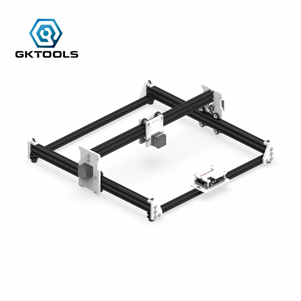 GKTOOLS 450 мм* 450 мм DIY мини ЧПУ лазерный гравер резак гравировальный станок рамка без лазера, Белый Акрил ШИМ, GRBL EleksMaker