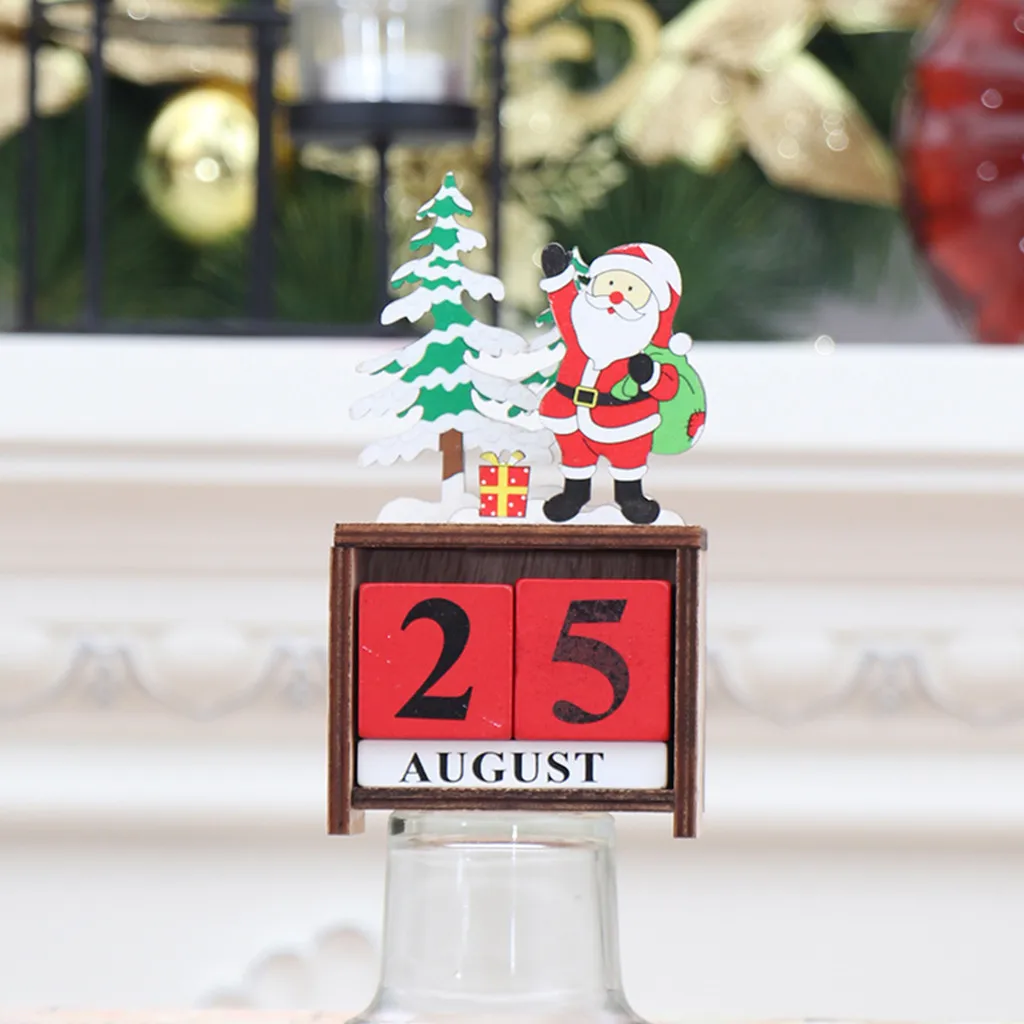 Christmas Calendar Decorations European Pastoral Craft Wooden Creative Ornaments Calendar - Цвет: A