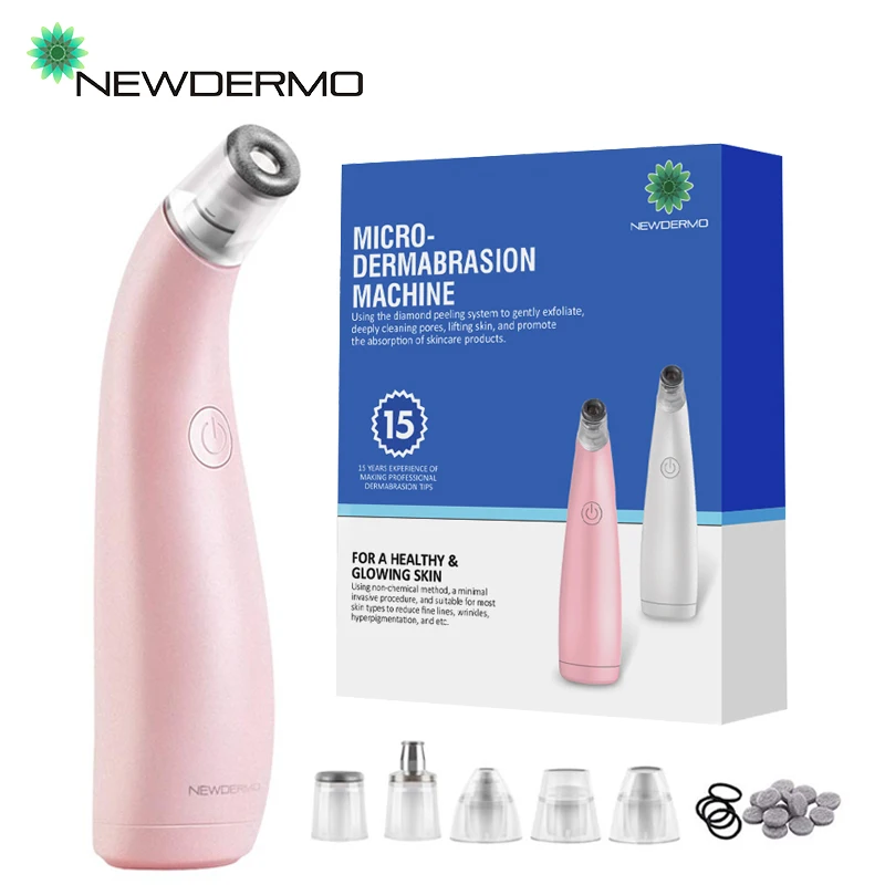 NEWDERMO Microdermabrasion Diamond Blackhead Remover Face Vacuum Suction Pore Pimple Acne Pore Cleaner Facial Skin Care Tools