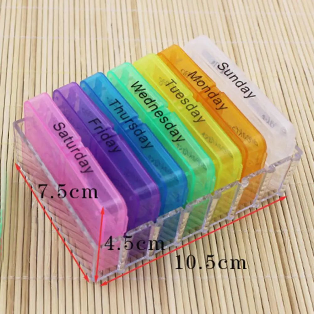 Weekly 7 Days Pill Box 28 Compartments Pill Organizer Plastic Medicine Storage Dispenser Cutter Drug Cases for Home Travel
