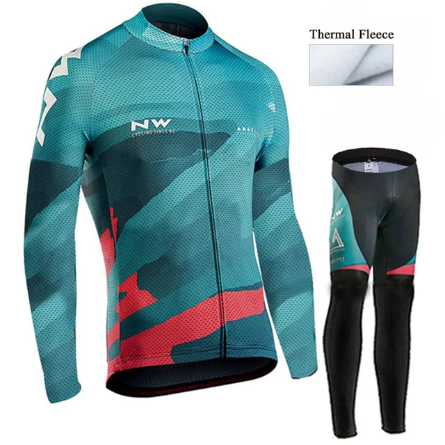 US $17.00 Winter 2020 Pro Team Thermal Fleece Cycling Clothing Men Long Sleeve Jersey Suit Outdoor Riding Bik