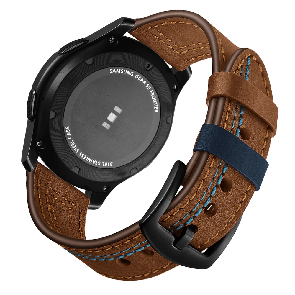 YHNUJM ремешок из натуральной кожи для samsung gear S3 Frontier Смарт-часы 22 мм браслет