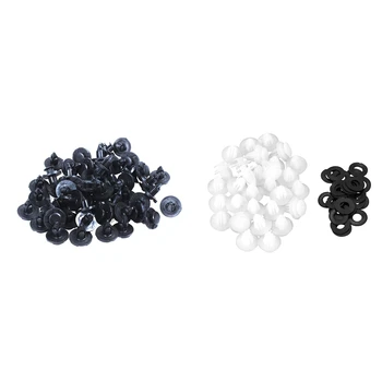

50 Pcs Clip Plastic Black Fender Mudguard for Nissan Teana Tiida & 30 Pcs Plastic Rivets Mudguard Clip Mold Fastener 8Mmx17Mm