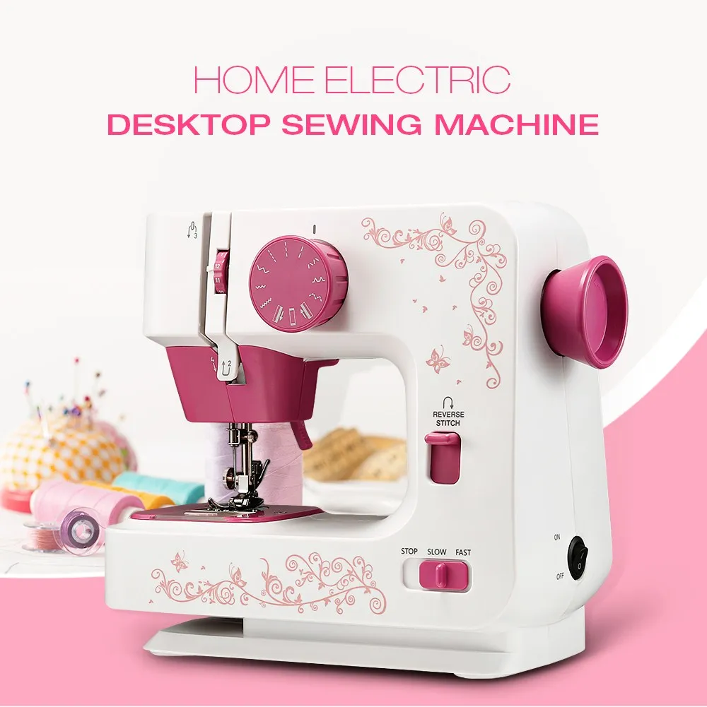 

2 Speed Modes 12 Various Stitches Mini Home Electric Desktop Sewing Machine Multi-Function Thick Lockable Button desktop style