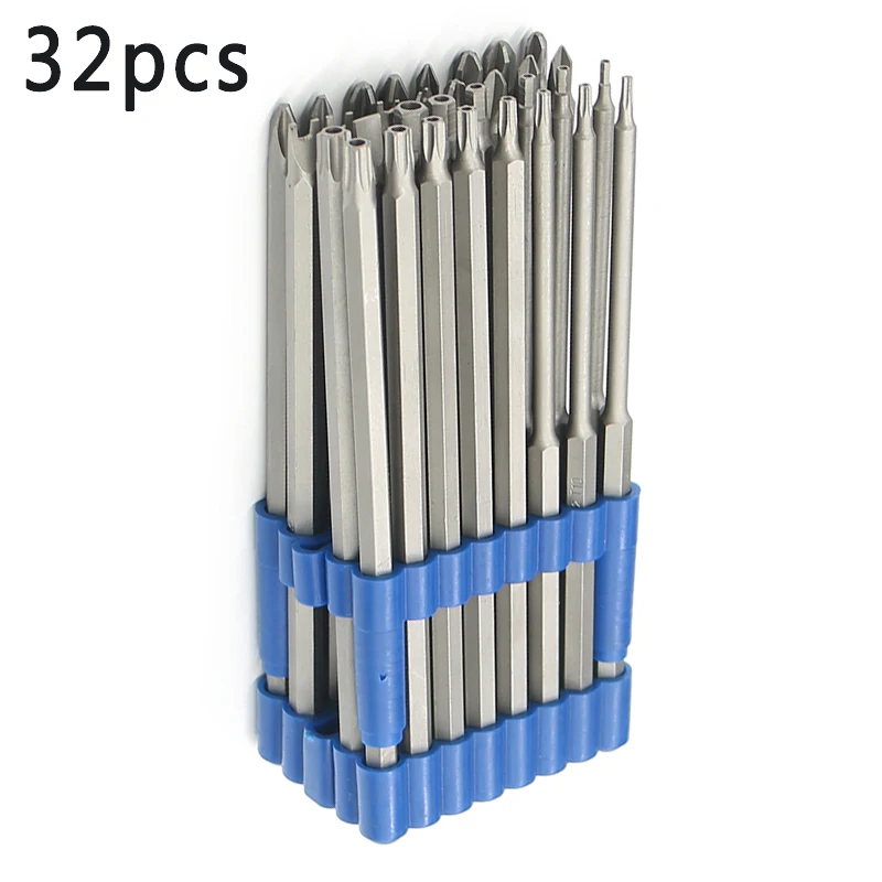

32pcs Chrome Vanadium Steel Screwdriver Drill Bit Set Torx Cross Slot Hex Screw Head Hand Repairing Tools