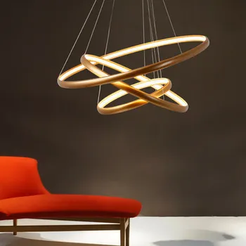 

Modern Pendant Lights For Living Room Dining Room 4/3/2/1 Circle Rings Led Lighting Ceiling Lamp Fixtures luminaire suspendu