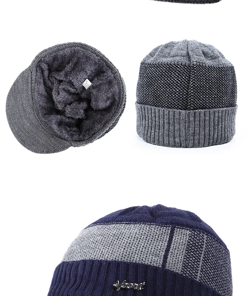 Зимняя шапка для мужчин бархатная утолщенная с полями женская шапка вязанная шапка черная уличная теплая Beany женская шапка-ушанка TTM-CZX17