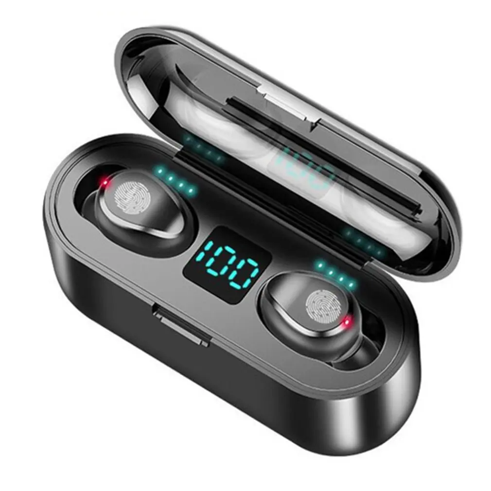 Wireless Earphones Headphone Touch Control Earphones Stereo Sport Headset F9 TWS Bluetooth 5 0 LED Display Gaming Auricular