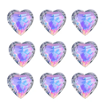 

H&D 9pcs Heart Crystal Prisms Suncatcher Chandelier Part Pendant 50mm AB-Color Glass Art Hanging Drops Home Decor DIY Ornament