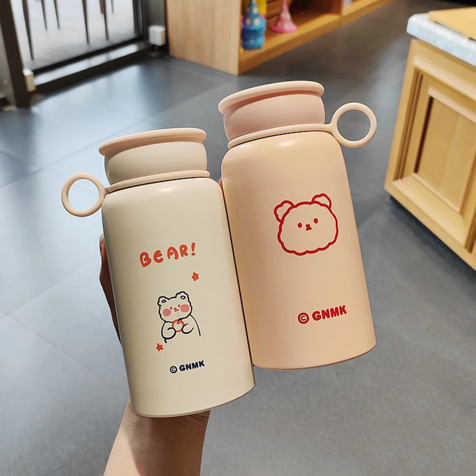 Cute Thermos Bottle Aesthetic For Hot Cold Coffee Tea Juice Kawaii  Stainless Steel Insulated Portable Simple Water Bottle 450ml - AliExpress