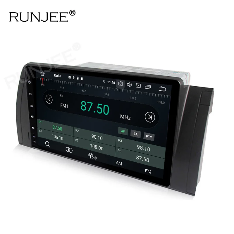 Discount RUNJEE 9 inch multimedia-player RK3399 for BMW/E39/X5/M5/E53 car radio 4G RAM SWC rear camera DAB 2