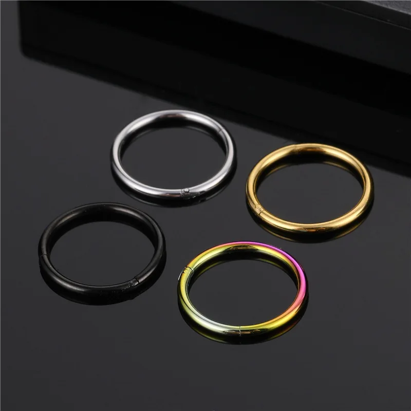 1Piece 16G/18G Surgical Steel Small Nose Rings Mixed Color Body Clips Hoop Earrings For Women Men Cartilage Piercing Jewelry