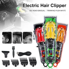 Electric Hair Clipper Trimmer Rechargeable Hair Cutting Machine With 4 Limit Combs Hair Shaver 6500RPM Transparent Cover