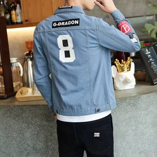 New Style Autumn Denim Jacket Men Slim Fit Vintage Jeans Coat Young MEN'S Korean-style Cowboy Clothing Fashion Man