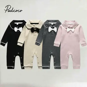 

2020 Children Spring Autumn Clothing Baby Kids Boys Girls Infant Fomal Solid Romper Jumpsuit Long Sleeve Clothes Outfits 0-24M