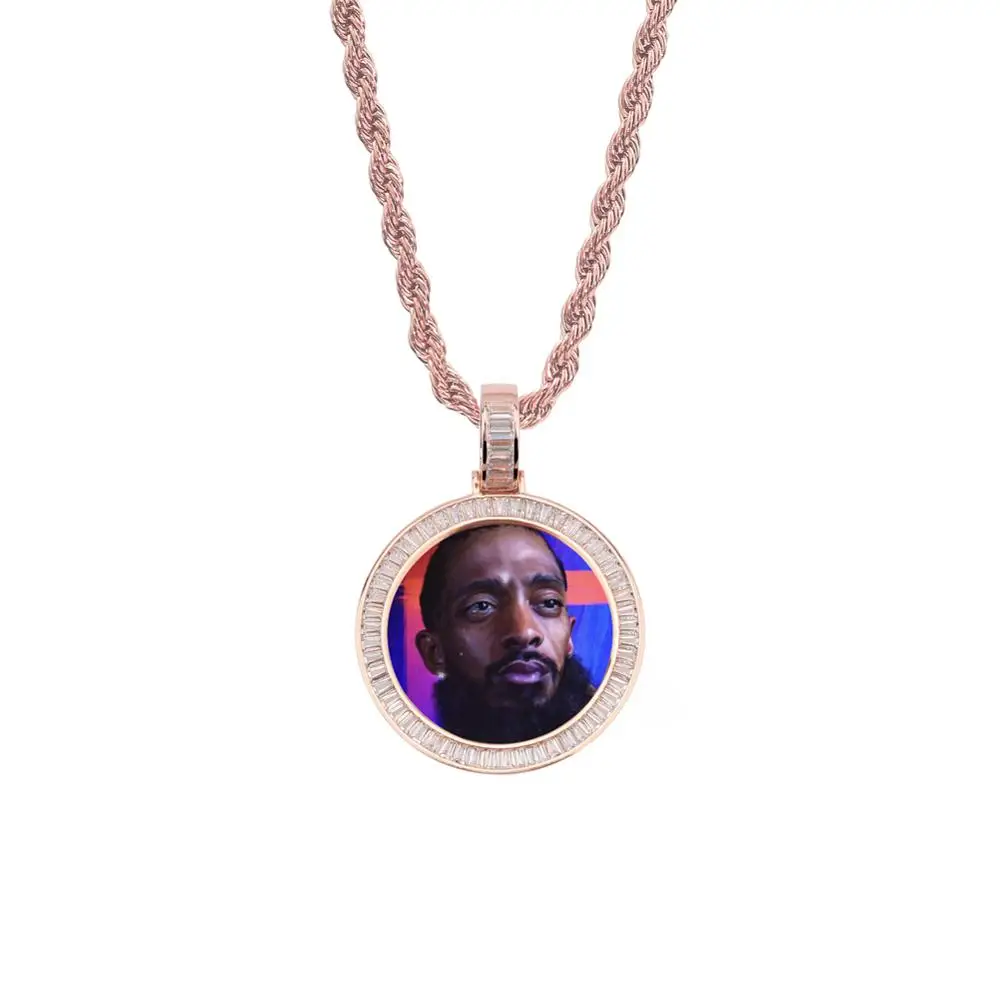 Rose Gold GUCY сделанное на заказ фото с крыльями Sngel ожерелье и подвеска 4 мм теннисная цепь золотого и серебряного цвета кубический циркон мужские хип-хоп ювелирные изделия - Окраска металла: Rose Gold