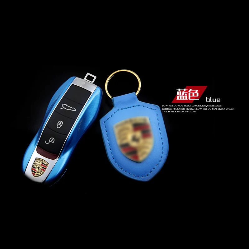 Автомобильные аксессуары, дистанционный автомобильный чехол для ключей, красный, синий, золотой чехол для ключей Porsche Key Shell Cayenne Macan Palamela Panamera - Название цвета: blue