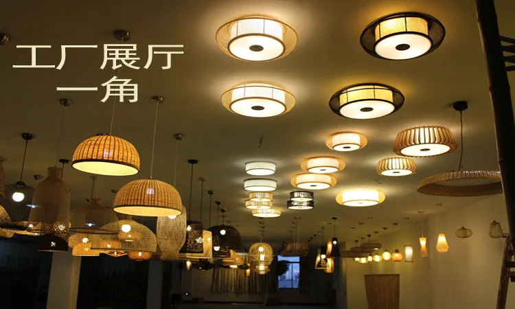 Новая китайская бамбуковая люстра креативная светодиодная японская гостиная столовая спальня потолочные светильники круглый татами