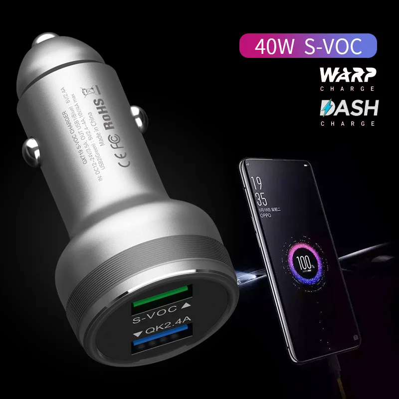 

For OnePlus Huawei Samsung Car Charger Aluminum Alloy Super Fast Charging Car Charger For OnePlus 7t/7 Pro/6T/5 T/3 Dash Charger