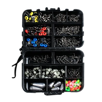 

177PCS Fishing Accessories Kit Set with Tackle Box Including Swivel Slides Ball Bearing Rolling Snap Barrel Jig Hook