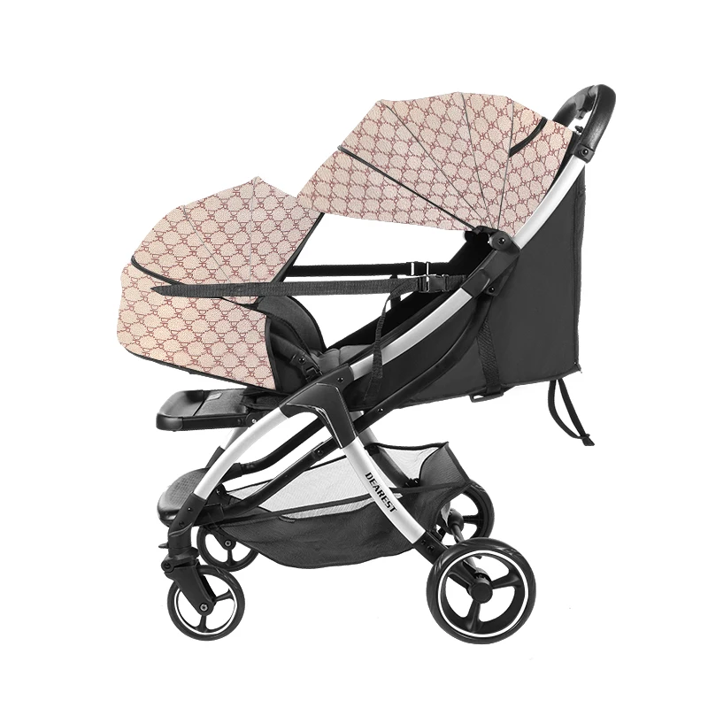 Dearest A10 Light Weight Baby Stroller pram 2 in 1 With 4 Big Wheels new born fast one hand fold EN1888 small fold size