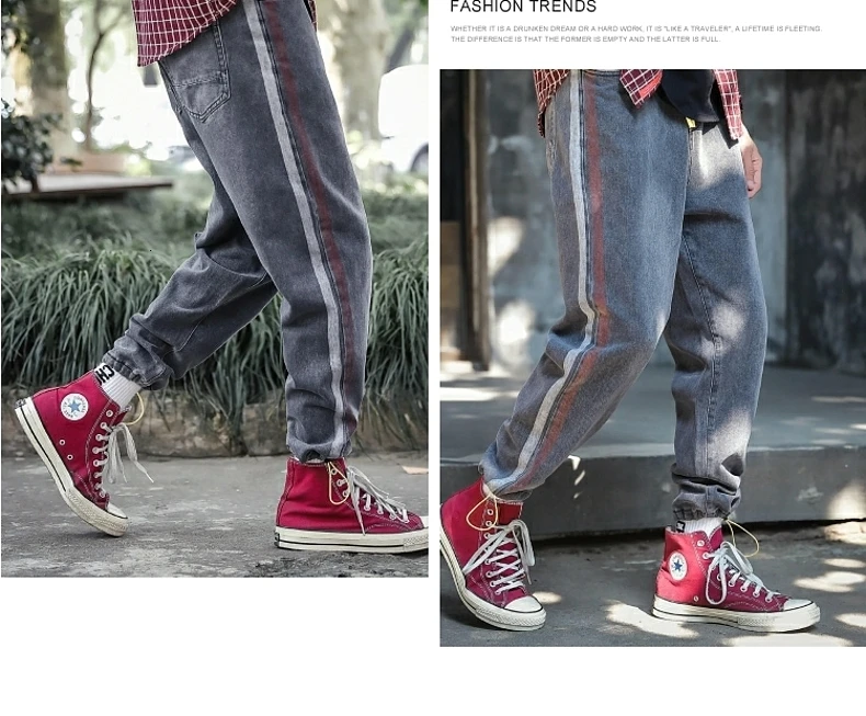 Autumn And Winter New Hong Style Thick Loose Straight Cut Jeans Fashion Casual Solid Color Pants Black / Gray M-4XL