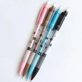 

4 Pcs/set Cute 0.5/0.7mm Black Cat Series Automatic Mechanical Pencils with Eraser for Children Student Gifts Stationery