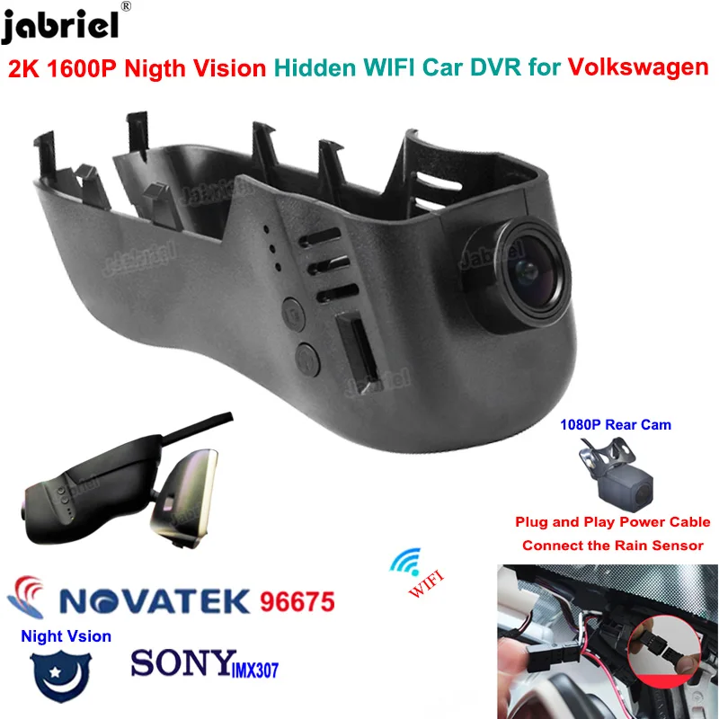 

2K 1600P WIFI Dash Cam Car DVR Dashcam for 2010 2011 2012 2013 2014 2015 2016 2017 2018 2019 Volkswagen Touareg for VW Touareg