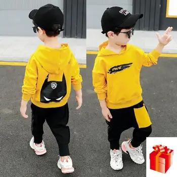

Baby Boys Hip Hop 2 4 7 9 Years Autumn Sports Patchwork 2PCS Set (T-shirts+Long Pant) Fashion Hoodies Suit Sets Autumn Clothing