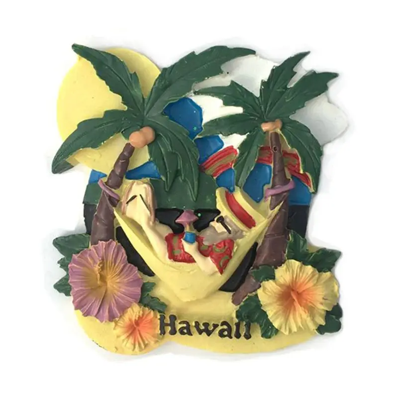 3D Hawaii Flower Fridge Magnet Refrigerator Magnetic Sticker Tourist Attractions Landscape Souvenir Craft Gift DXAF - Цвет: 02