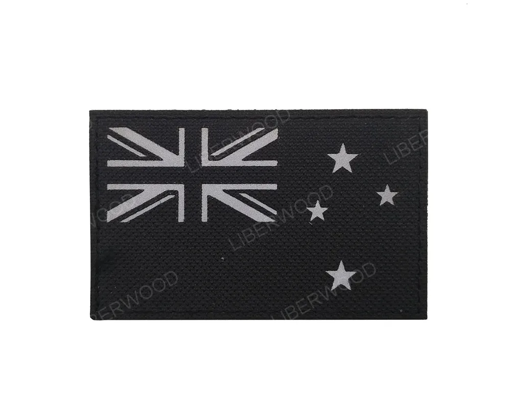 New Zealand Black Мультикам Флаг патч США Франция Испания Америка Канада Мексика AU NL Юнион Джек ИК инфракрасный военный боевой дух Светоотражающие нашивки значки - Color: New Zealand Black