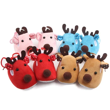 

Lovely Toddler First Walkers Baby Shoes Deer Prints Round Soft Slippers Shallow Christmas Footwear Newborns Baby Grisl Shoes
