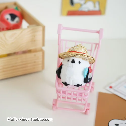 Японские Kawaii мягкие игрушки положительная энергия Пингвин Подвеска плюшевая кукла соломенная шляпа игрушечный пингвин куклы - Цвет: white